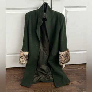NEW wool coat with leopard trim